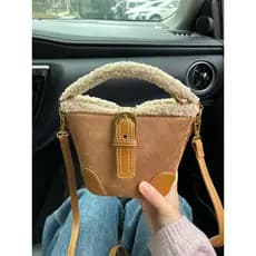Outono inverno novo estilo lã de cordeiro Mini balde saco Melade Retro High-End All-Match portátil ombro saco do mensage