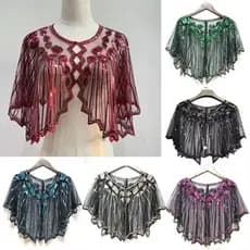 Xale Feminino De Lantejoulas , Capa De Noite Com Decoração Vintage Miçangas , Acessório De Vestido , De Festa Mel
