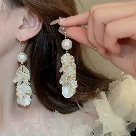 Brincos de pérola com borla para animais de estimação franceses temperamento elegante brincos exclusivos requintados de