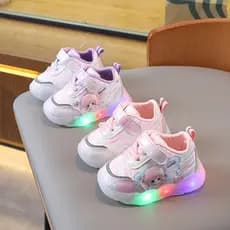 Iluminação bebê menina sapatos menina crianças sapatos esportivos sola macia bebê criança sapatos princesa 0-1 anos de i