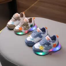Iluminação menino sapatos de bebê sola macia antiderrapante sapatos da criança do bebê crianças sapatos esportivos prima