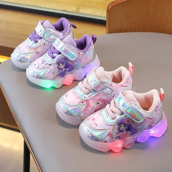 Com luz piscante sapatos da menina do bebê meninas sapatos esportivos de sola macia sapatos da criança do bebê 0-1 um an