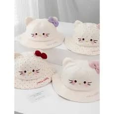 Chapéu de bebê estilo primavera Bowknot gato bebê balde chapéu dos desenhos animados guarda-sol bonito ao ar livre crian