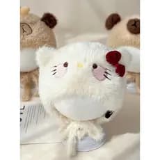 Chapéu de lã de gato quente engrossado de inverno para bebê