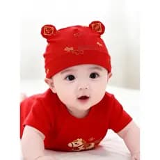 Chapéu de bebê vermelho verão estilo fino chapéu de bebê festivo porta protetora chapéu bebê criança recém-nascido lua c