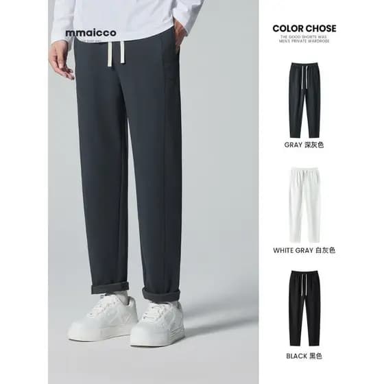 Momaike Calça Masculina Cintura Elástica Cônica Calça Casual Masculina 2024 Outono Solta Casual Sarja Calça Masculina