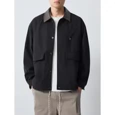 Momaike Roupas Masculinas Gaozhi Commuter PU Gola Jaqueta Masculina 2026 Primavera Novo Estilo Jaqueta Casual Masculina