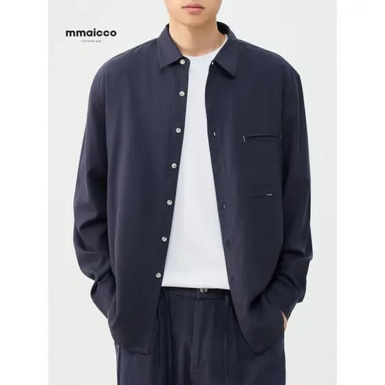 Momaike Roupas Masculinas Gaozhi Commuter Lyocell Camisa de Manga Comprida Masculina 2026 Verão Novo Estilo Drape Camisa