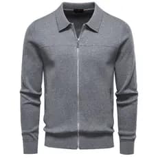 2026 novo estilo outono High-End luz estilo maduro Anti-Pilling puro algodão malha lapela Cardigan jaqueta masculina jaq