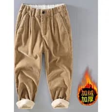 2026 novo estilo Retro pesado inverno calças de veludo lã masculina engrossado puro algodão solto em linha reta calças c
