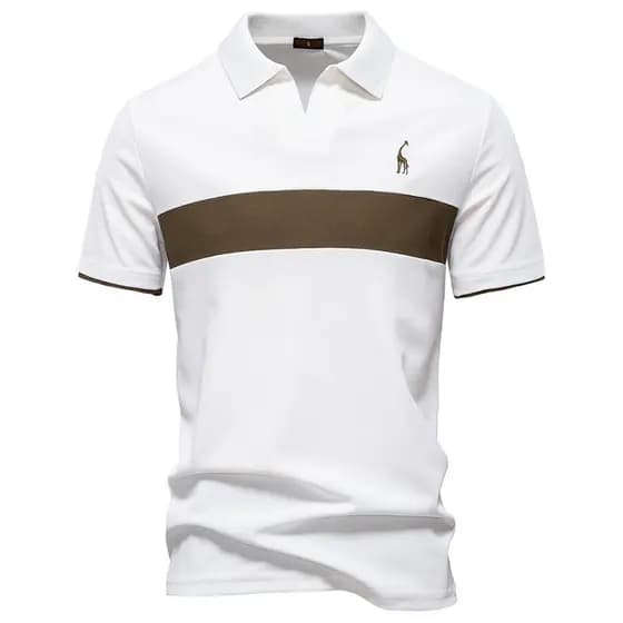 Camiseta masculina de manga curta pesada americana verão Street Wear 2026 novo estilo lapela negócios bordado solto cami
