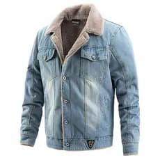 W inverno novo estilo Retro angustiado forro de lã masculino engrossado Casual denim jaqueta jaqueta masculina à prova d