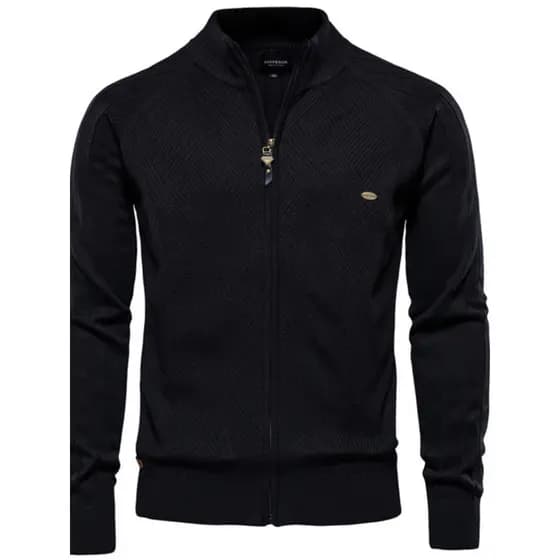 Gola alta textura roupas masculinas de alta qualidade primavera outono puro algodão malhas Cardigan camisola masculina m