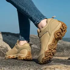 Casal ao ar livre respirável leve couro Mid-top sapatos de caminhada masculinos à prova dwaterproof água antiderrapante