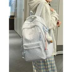 2026 novo estilo simples Polka Dot mochila universidade estudantes do ensino médio nicho Design grande capacidade Multi-
