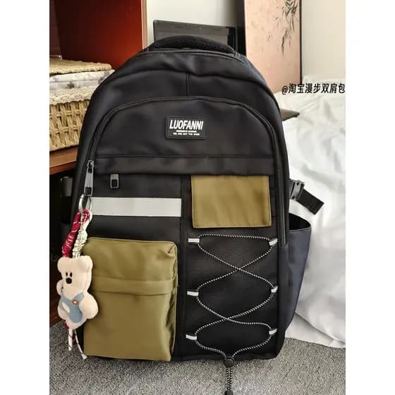 Mochila escolar masculina feminina estilo Hong Kong estilo retrô com ferramentas para reduzir carga mochila de grande ca