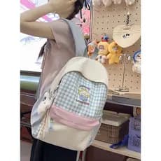 Mochila escolar feminina 2025 novo estilo xadrez nicho Design mochila estudantes da escola primária contraste cor estuda
