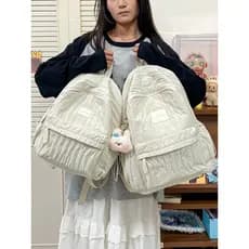Mochila simples plissada de grande capacidade de cor sólida Mochila leve para computador Alunos do ensino médio Bolsa es