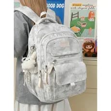 Grande capacidade unissex estilo Hong Kong na moda saco multi-camada multi-bolso mochila Retro tom escuro estudante do e