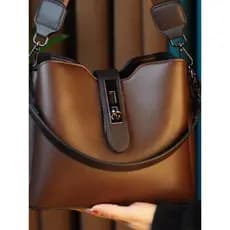 Bolsa de couro feminina genuína 2025 novo estilo moda balde mãe bolsa mensageiro de um ombro alça de ombro simples couro