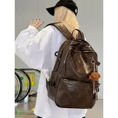 2026 novo estilo de couro do plutônio Retro mochila feminina grande capacidade All-Match Commuter mochila textura saco d