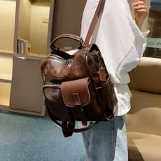 2026 novo estilo de couro macio Retro mochila feminina versão coreana Multi-Purpose Campus mochila feminino estudante sa