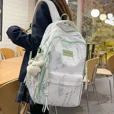 Estilo chinês pintura a tinta mochila feminina estudantes universitários júnior meninas do ensino médio mochila de grand