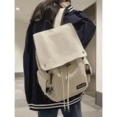 Mochila de lona masculina do ensino médio estudante universitário mochila feminina simples Casual cordão aba mochila 52c