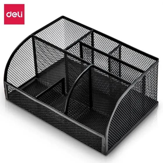 Deli 8903 multifuncional combinação de sete grades porta caneta malha de Metal caixa de armazenamento de mesa material d