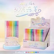 Caneta de geléia dos desenhos animados 3D tridimensional manual caneta estudante cor recarga iluminador chave marcador c