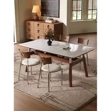 Estilo Medieval Rock Board mesa de jantar cadeira combinação casa pequeno apartamento saco Hows madeira maciça dupla cam