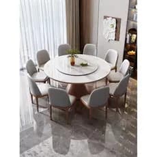 Mesa de jantar de ardósia combinação de cadeira redonda moderna simples luz luxo pequeno apartamento mesa redonda mesa d