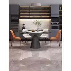 Mesa de jantar de ardósia italiana simples branca redonda mesa de jantar Hotel doméstico pequeno médio apartamento luz l