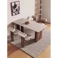 Estilo Medieval caverna pedra ardósia mesa de jantar cadeira combinação casa grande pequeno apartamento retangular Retro