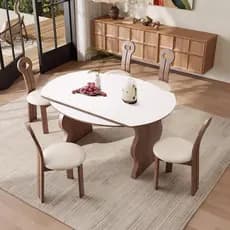 Estilo Medieval retrátil madeira maciça ardósia mesa de jantar cadeira combinação casa pequeno apartamento estilo Retro