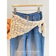 Cortina de peido de renda branco triângulo cachecol cintura em camadas Jeans 2026 novo estilo cinto acessórios saia femi