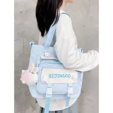 Bolsa de lona feminina ombro mensageiro saco 2025 novo estilo estudante classe Tutorial saco portátil livro pano grande