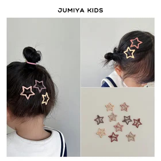Leite café cor/estrela de cinco pontas grampo de cabelo infantil menina bb clipe cartão cabelo quebrado 10 peças conjunt