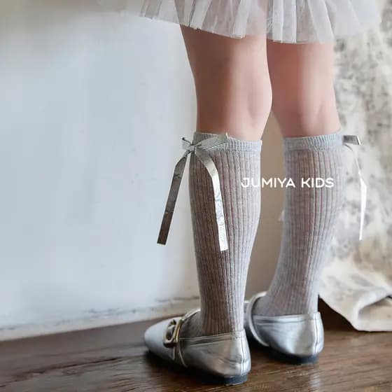 Coreano cinza/ballet ~ meninas meias crianças estilo balé princesa Mid-Tube meias malha respirável menina bezerro meias