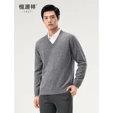 Hengyuanxiang suéter de caxemira masculino com decote em V 2026 novo estilo outono inverno puro caxemira suéter de malha