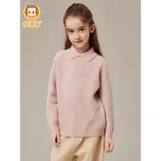 Hengyuanxiang suéter infantil de caxemira pura, novo estilo, outono inverno, cor sólida, pulôver simples, menina, caxemi