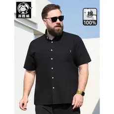 Baishenghu plus Size camisa masculina de manga curta de algodão puro 2026 verão gordo mais gordura solta negócios Casual