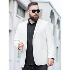 Baisheng Fox Plus Size Masculino Terno Branco Puro Negócios Casual Fat Brother Fat Plus Fat Plus Belly Suit Jacket
