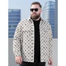 Baisheng raposa mais gordura plus Size impresso jaqueta Casual masculina primavera outono moda gordo irmão gordo juventu