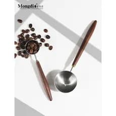 Mongdio Colher medidora de grãos de café Colher de medição quantitativa Colher de pó de café em aço inoxidável Alça de n