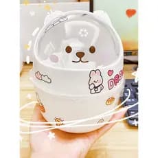 Ins lata de lixo de mesa com tampa, mesa de estudante, casa pequena, menina, coração, Mini caixa de armazenamento de urs