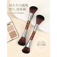 Mu158f pincel de contorno de Blush de duas cabeças chama cabeça redonda chanfrado pincel de maquiagem portátil lado rost