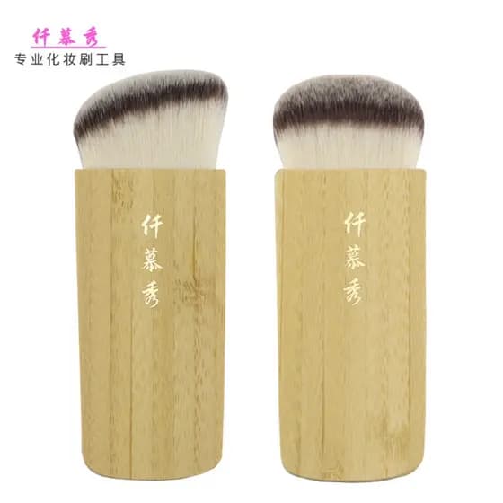 Qian Muxiu Pincel de contorno com cabo de bambu grande Pincel de Blush Pincel de pó solto Pincel de pó Pincel de pó solt
