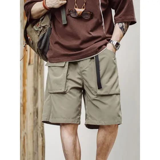 Mountain Series ao ar livre Multi-bolso Shorts retos função solta secagem rápida liberação rápida calças casuais masculi