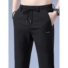 Outono esportes calças casuais masculinas soltas cintura apertada cordão rendas em linha reta elástica calças masculinas